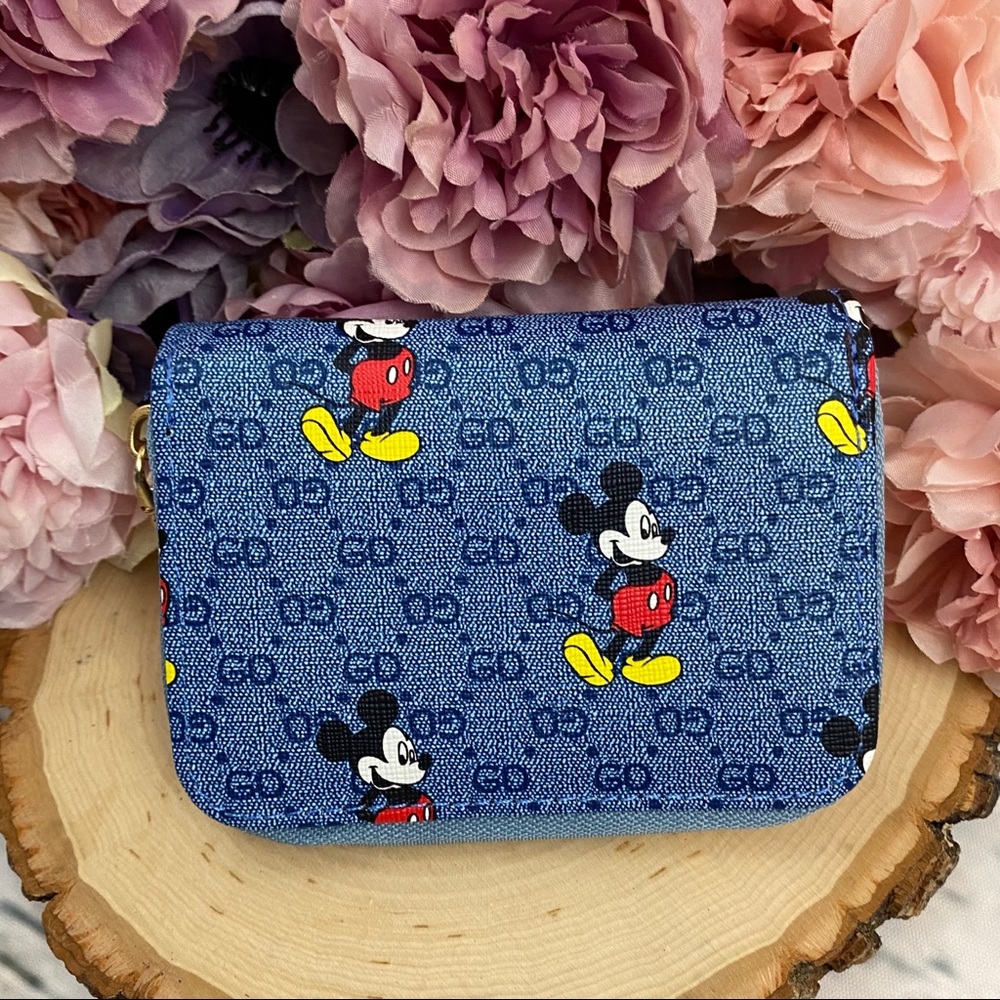 Blue Mickey Mouse Vegan Leather Zippered Wallet - Picture 5 of 9